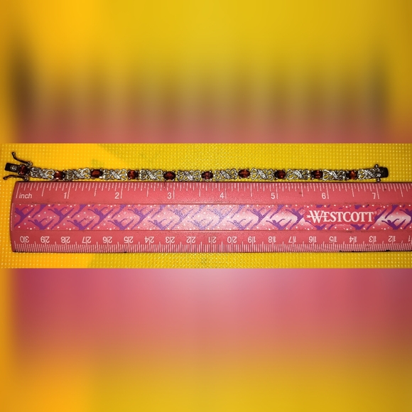 7in 925 Ruby and love knot tennis bracelet - Picture 1 of 6